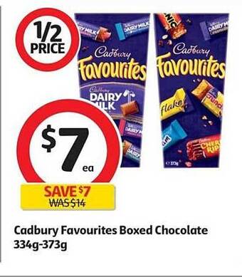 Coles Cadbury Favourites Boxed Chocolate 334g-373g offer