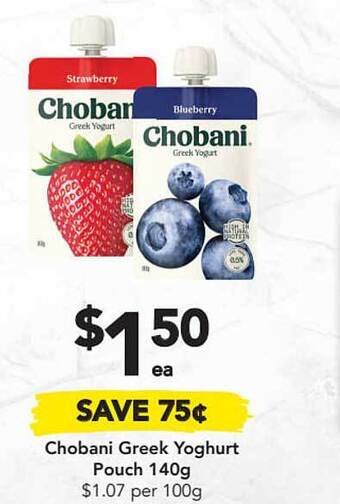 Drakes Chobani Greek Yoghurt Pouch offer