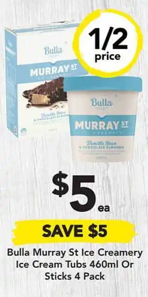 Drakes Bulla Murray St Ice Creamery Ice Cream Tubs Or Stick offer