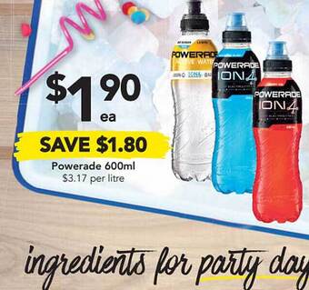 Drakes Powerade 600ml offer