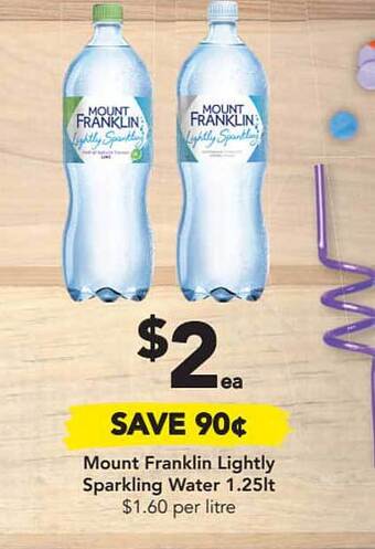 Drakes Mount Franklin Lightly Sparkling Water 1.25Lt offer
