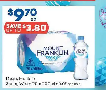 Foodland Mount Franklin Spring Water 20 X 500ml offer