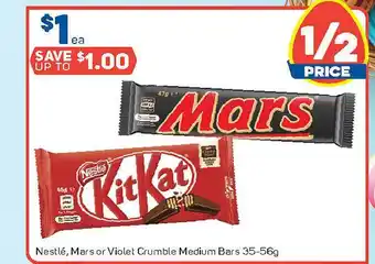 Foodland Nestlé, Mars Or Violet Crumble Medium Bars 35-65g offer