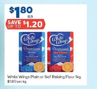 Foodland White Wings Plain Or Self Raising Flour 1kg offer