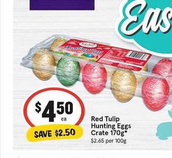 Red Tulip Hunting Eggs Crate