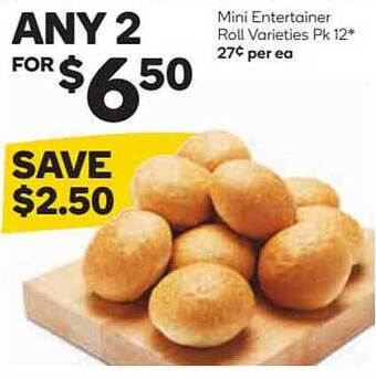 Woolworths Mini Entertainer Roll Varieties Pk 12 offer