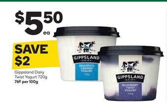 Woolworths Gippsland Dairy Twist Yogurt 720g offer