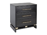 LivingStyles Pearl 3 Drawer Bedside Table, Black offer