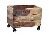 Blancke Solid Mango Wood Timber Storage Basket on Castors