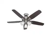 LivingStyles Hunter Builder Plus Brushed Nickel Ceiling Fan with Brazilian Cherry / Burnt Walnut Switch Blades and Lights offer