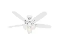 LivingStyles Hunter Builder Plus Ceiling Fan with White Blades and Lights offer