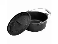 BCF Pioneer Pre Seasoned Camp Oven 12 Quart Heavy Duty Black offer