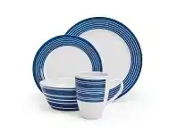 BCF Primus Melamine Nautical Set 16 Piece Easy To Clean Striped White And Blue offer