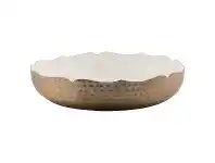LivingStyles Mobert Enamelled Aluminium Deep Plate, Large, White/Gold offer