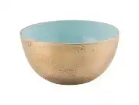 LivingStyles Baloney Enamelled Aluminium Round Bowl, Small, Sky Blue/Gold offer