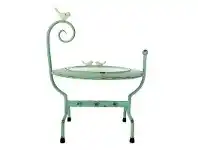 Distressed Metal and Glass Display Stand with Birds