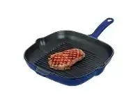 LivingStyles Chasseur Cast Iron Square Grill Pan, 25cm, French Blue offer
