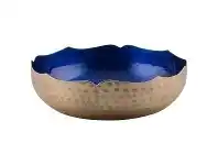 LivingStyles Mobert Enamelled Aluminium Deep Plate, Small, Cobalt Blue/Gold offer