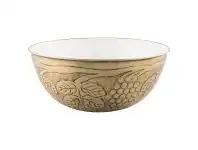 LivingStyles Plantation Enamelled Iron Round Bowl, Medium, White/Gold offer