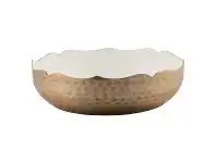 Mobert Enamelled Aluminium Deep Plate, Small, White/Gold
