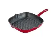 LivingStyles Chasseur Cast Iron Square Grill Pan, 25cm, Federation Red offer