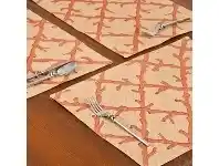 LivingStyles Westie Burlap Table Placemat, Red Coral Lattice offer