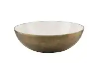 LivingStyles Baloney Enamelled Aluminium Round Bowl, Large, White/Gold offer