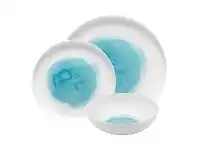 LivingStyles Ecology Watercolour 12 Piece Bone China Dinner Set, Aqua offer
