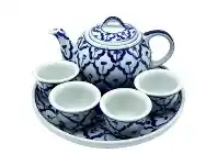 LivingStyles Miyako 6 Piece Hand Painted Ceramic Oriental Teapot & Cup Set, No.8 offer