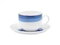 LivingStyles Ecology Watercolour Bone China Teacup & Saucer Set, Ocean offer