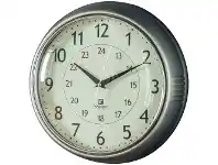 LivingStyles Nepi Round Wall Clock, 28cm, Nickel offer