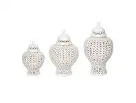 LivingStyles Minx Porcelain Temple Jar, Medium, White offer