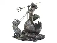 Veronese Cold Cast Bronze Coated Greek Mythology Figurine, Poseidon Riding Sea Chariot