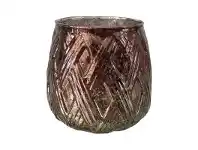 LivingStyles Bowna Glass Tealight Holder, Brown offer