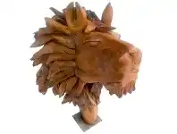 LivingStyles Tivon Teak Wood Sculptured Lion Head offer