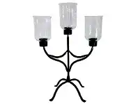 LivingStyles 3 Head Glass and Metal Pillar Candle Holder offer