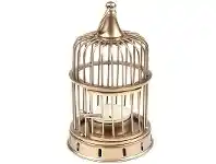 Birdcage Metal Tealight Holder, Antique Brass