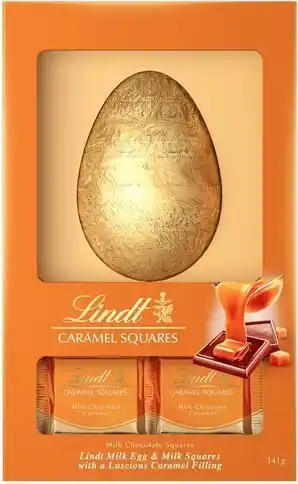 BIG W Lindt Caramel Squares & Milk Egg Gift Box 141g offer