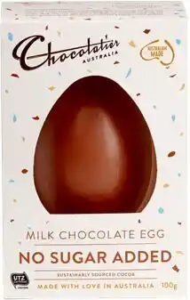 BIG W Chocolatier No Sugar Added Milk Chocolate Egg 100g offer
