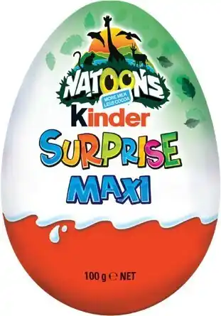 BIG W Kinder Easter Maxi Surprise Natoons White Egg 100g offer