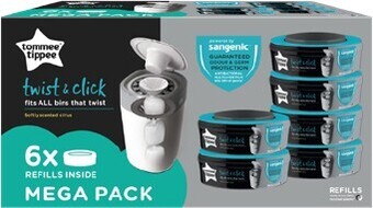 BIG W Tommee Tippee Twist and Click Advanced Nappy Bin Eco Refill Cassettes 6 Pack offer
