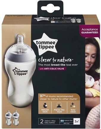 BIG W Tommee Tippee Closer to Nature Baby Bottles 340ml 2 Pack Clear 3m+ offer