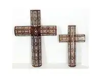 LivingStyles Priscilla 2 Piece Aztec Bone Inlay Cross Set offer