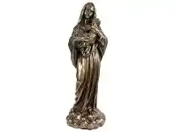 Large Cast Bronze Figurine of Mother Mary Holding Baby Jesus