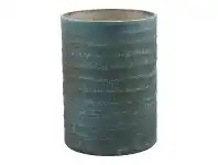 LivingStyles Laurel Etched Glass Candle Holder with Paraffin Wax, Small, Teal offer
