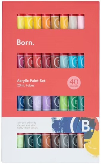 Officeworks Born 40 Pack Acrylic Paint offer