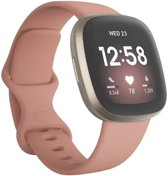 Officeworks Fitbit Versa 3 Smart Watch - Pink and Gold offer