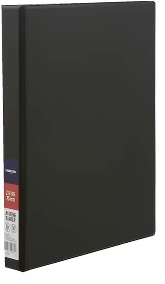 Officeworks J.Burrows A4 2 D-Ring 25mm Binder - Black offer