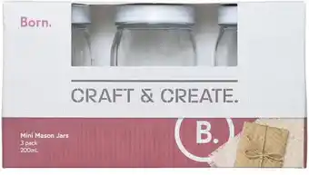 Officeworks Born 3 Pack Mason Jars offer