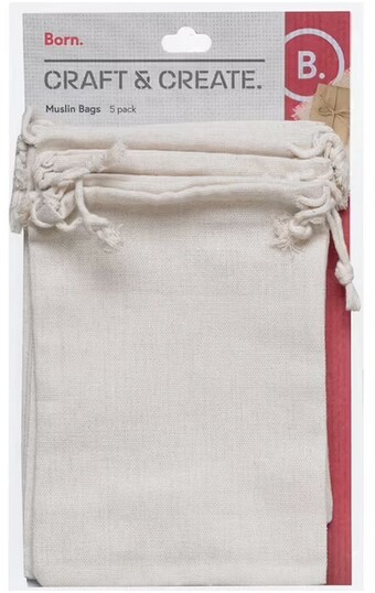 Officeworks Born 5 Pack Muslin Bags offer